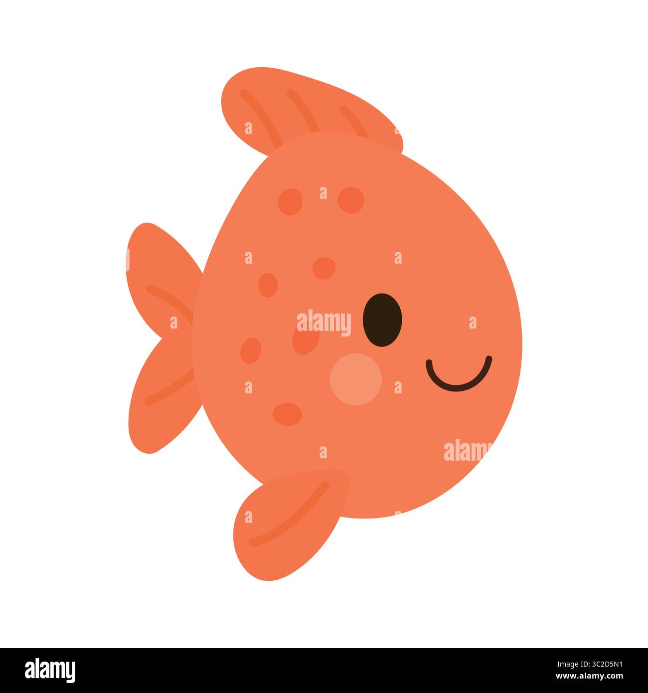 Poisson mignon dans l'illustration tropicale souriante orange avec le style de la mer vectorielle. Dessin animé marin océanique pour les échelles aquatiques. Idéal pour un décor sous-marin heureux Illustration de Vecteur