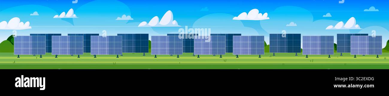 Ferme de panneau solaire sur le paysage écologique. Concept de technologie verte et de protection du climat. Conception de bannière web sur l'énergie alternative, énergie solaire renouvelable pow Banque D'Images