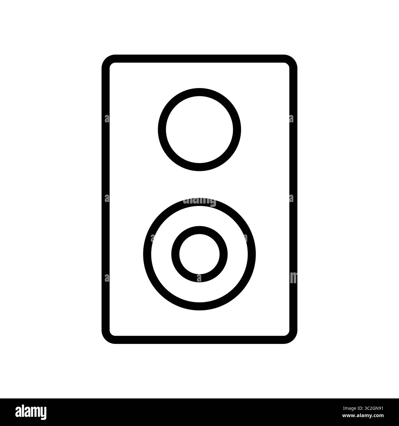 Cette icône de haut-parleur minimaliste en noir et blanc représente des concepts sonores et musicaux. Idéal pour la technologie, les applications audio et les conceptions créatives. Illustration de Vecteur