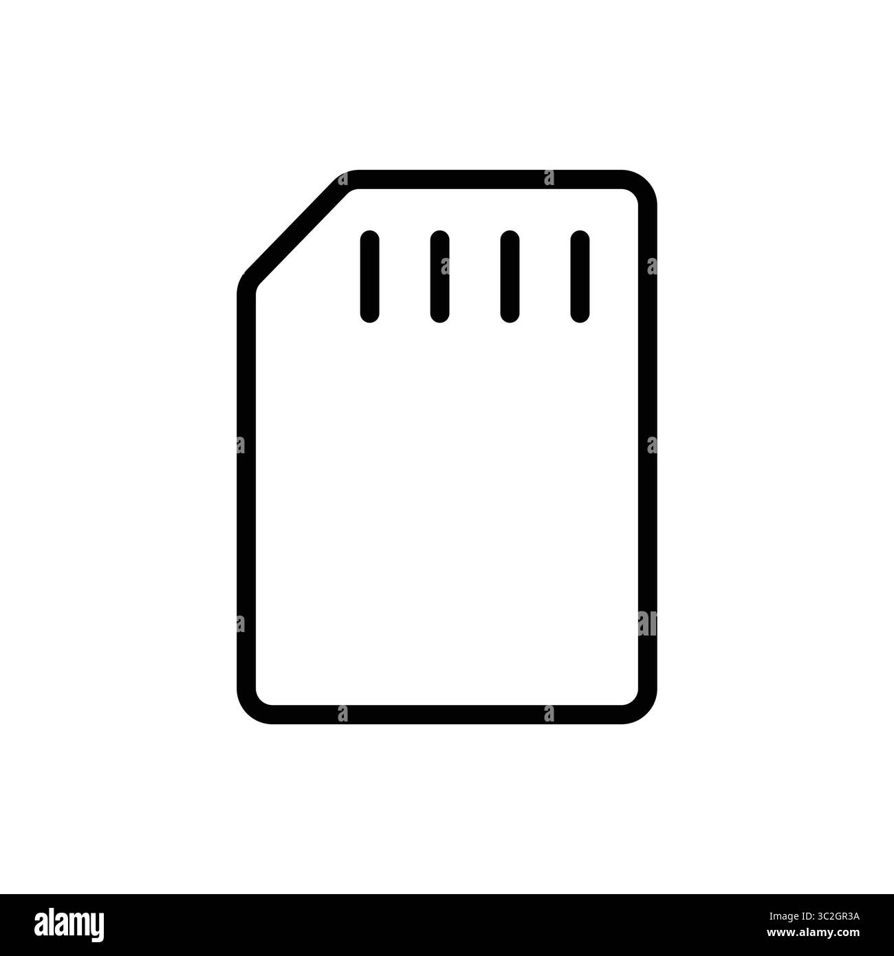 Une représentation minimaliste d'une icône de carte mémoire vierge, parfaite pour les projets liés à la technologie, mettant en valeur un design épuré et la simplicité sur un BA blanc Illustration de Vecteur