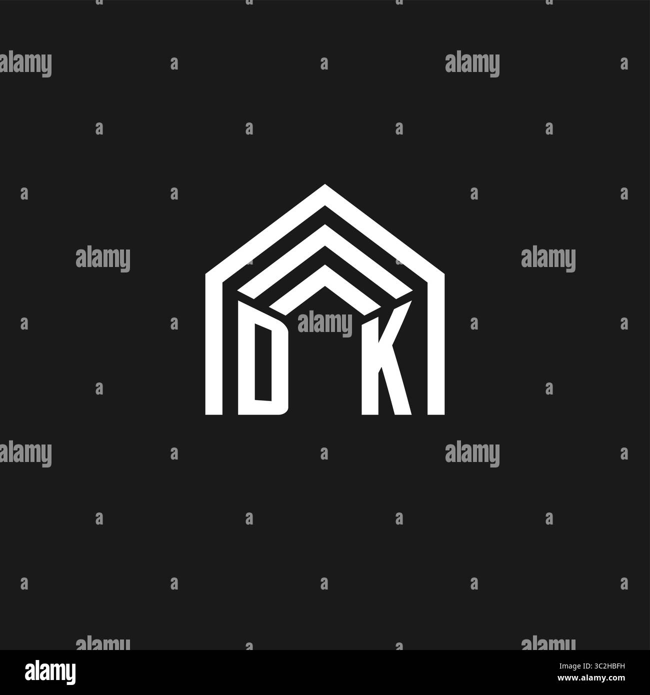 Lettre DK maison toit forme logo Creative Real Estate monogram logo style graphique vectoriel Illustration de Vecteur