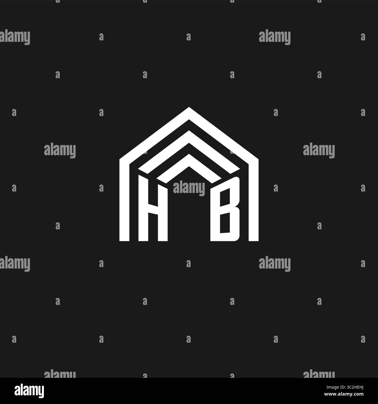Lettre HB maison forme logo logo de forme de toit de l'immobilier créatif monogramme logo style graphique vectoriel Illustration de Vecteur