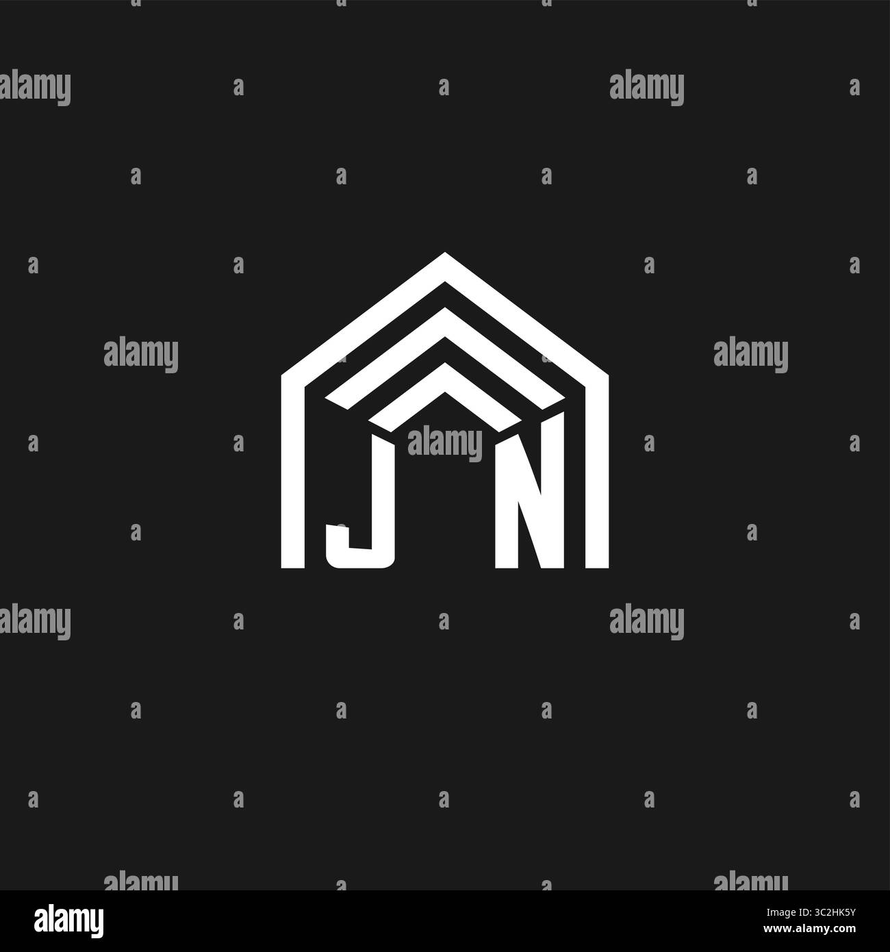 Lettre JN maison forme logo logo de forme de toit de l'immobilier créatif monogramme logo style graphique vectoriel Illustration de Vecteur