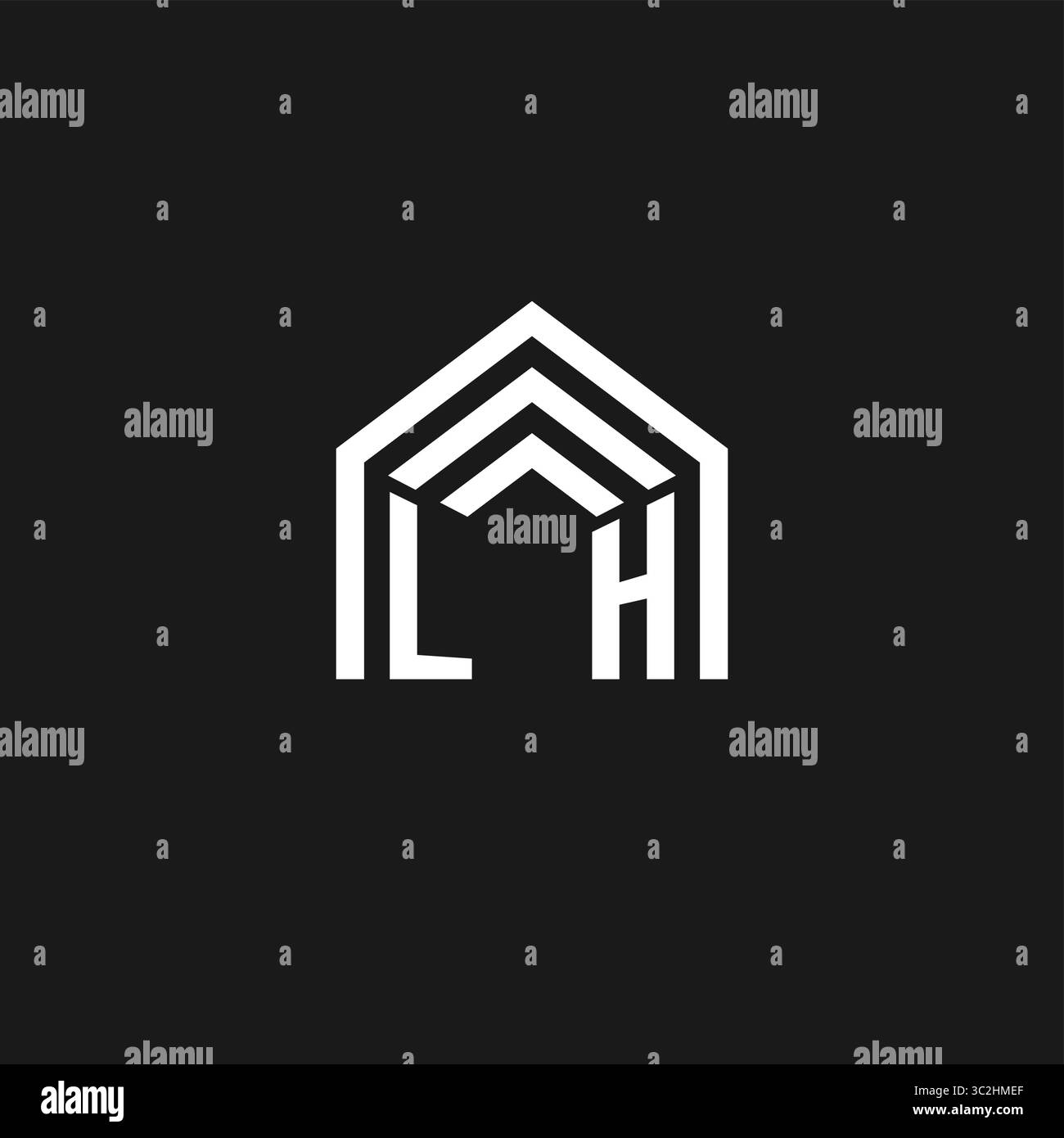 Lettre LH maison logo de forme de toit Creative Real Estate monogram logo style graphique vectoriel Illustration de Vecteur