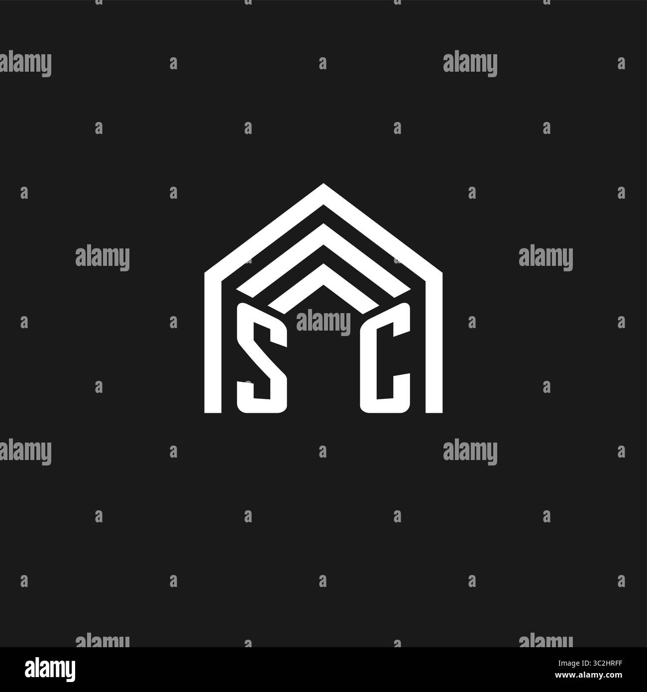 Lettre SC maison logo de forme de toit créatif de logo de monogramme d'immobilier graphique vectoriel de style Illustration de Vecteur