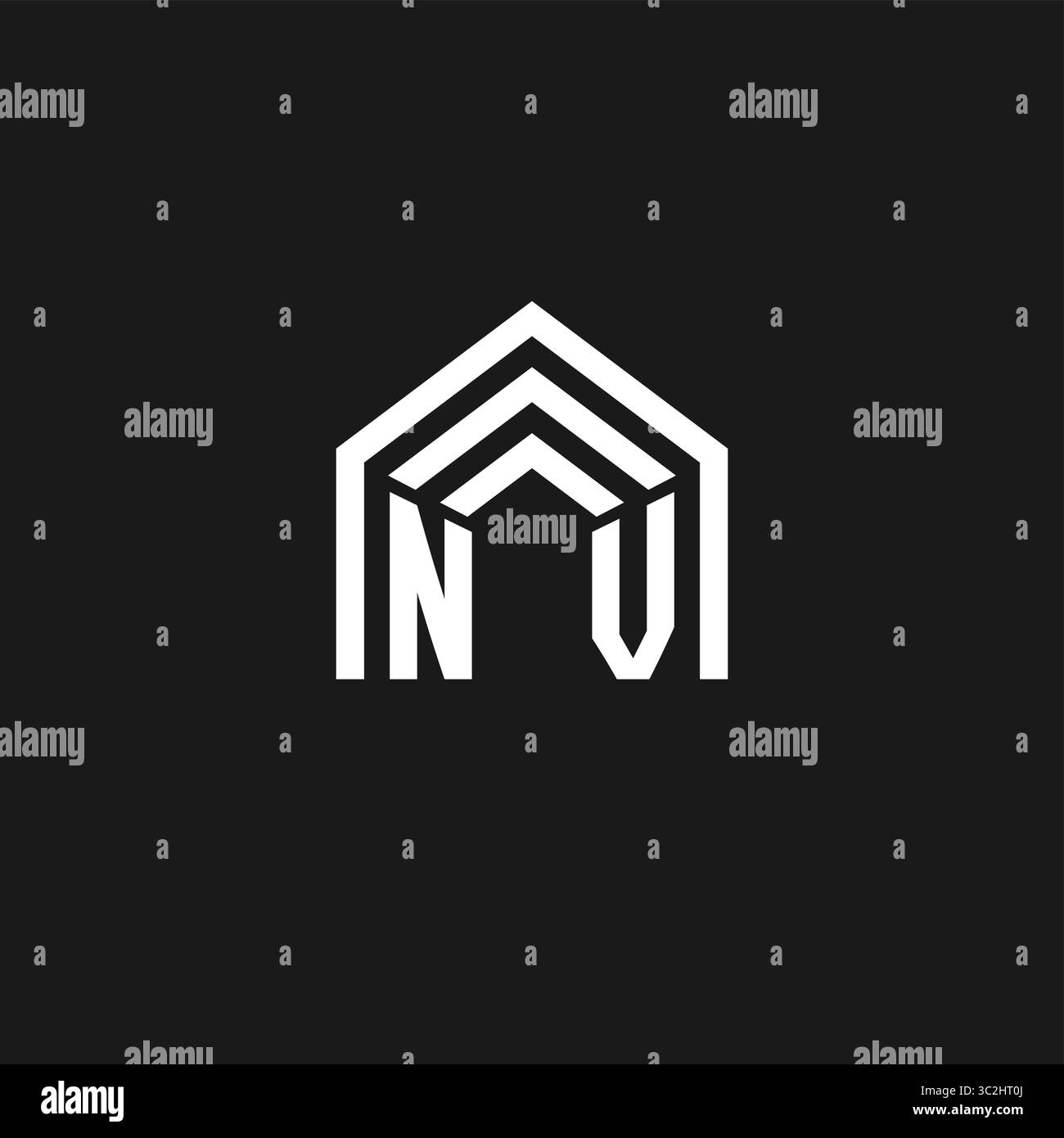 Lettre nv maison forme logo logo de forme de toit créatif de monogramme logo de style graphique vectoriel Illustration de Vecteur