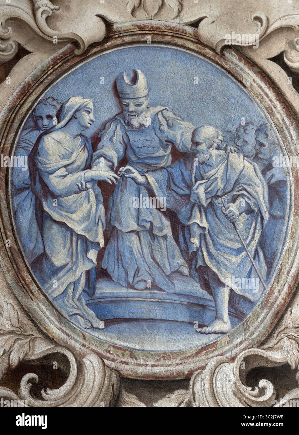 BOBBIO, ITALIE - 20 MAI 2025 : la fresque baroque du mariage de Joseph ...