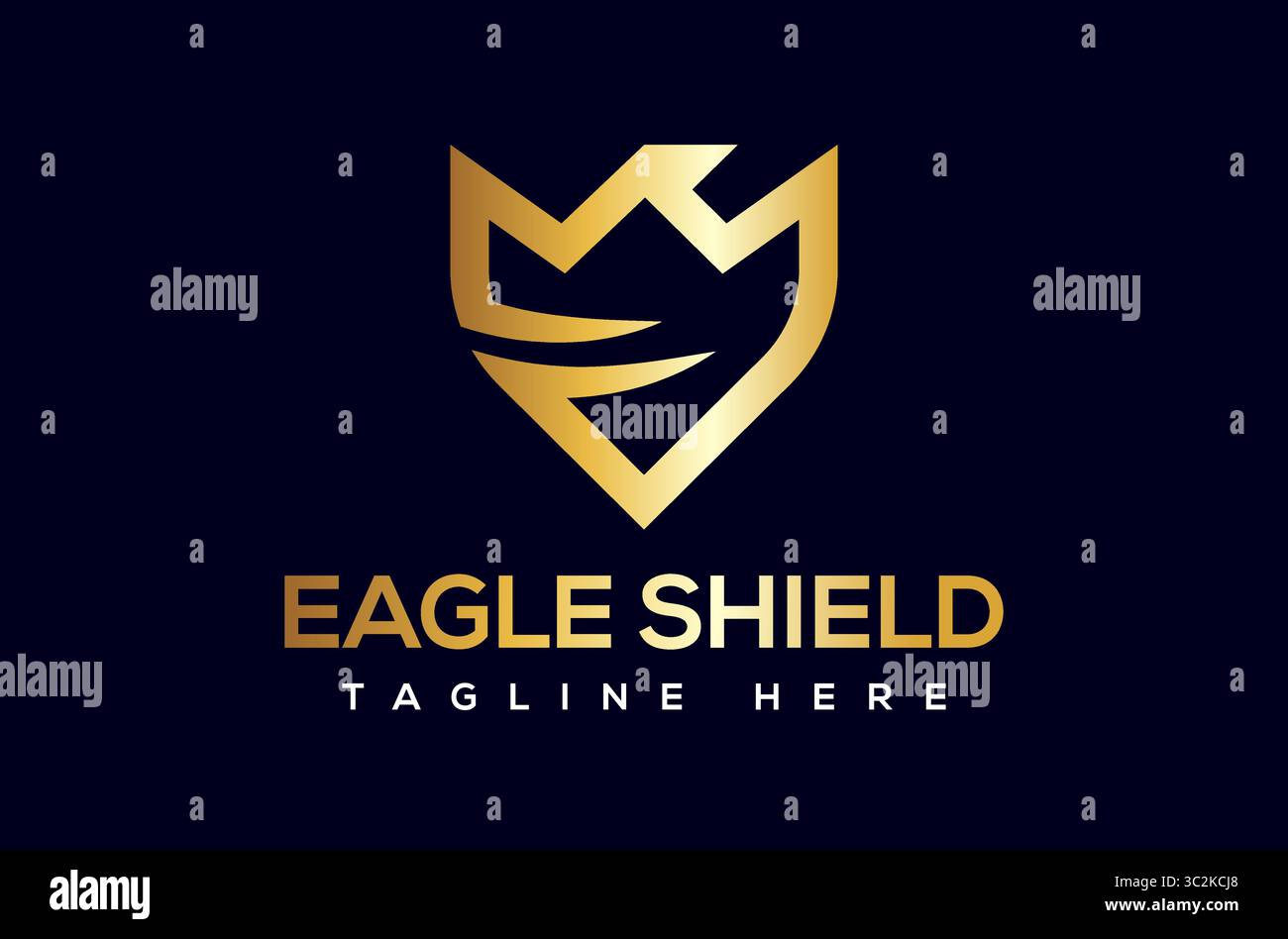 Logo Eagle Shield, conception de logo de sécurité Golden Shield, logo de ligne de bouclier phoenix, logo d'ailes d'aigle, monogramme d'enquête privée icône de vecteur Illustration de Vecteur
