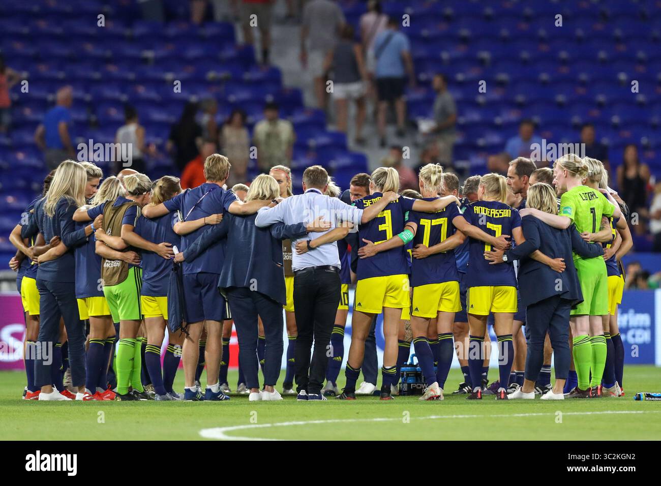 3 juillet 2019, Lyon, France : joueuses de Suède lors d'un match contre les pays-Bas valable pour les demi-finales de la Coupe du monde féminine. (Crédit image : © Vanessa Carvalho/ZUMA Wire) Banque D'Images