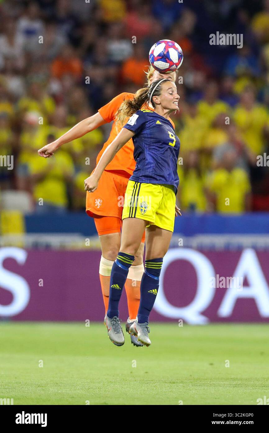 3 juillet 2019, Lyon, France : Asllani de Suède lors d'un match contre les pays-Bas valable pour les demi-finales de la Coupe du monde féminine. (Crédit image : © Vanessa Carvalho/ZUMA Wire) Banque D'Images