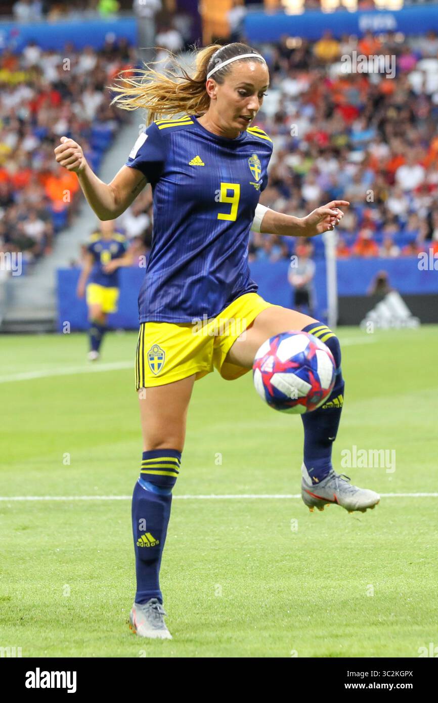 3 juillet 2019, Lyon, France : Asllani de Suède lors d'un match contre les pays-Bas valable pour les demi-finales de la Coupe du monde féminine. (Crédit image : © Vanessa Carvalho/ZUMA Wire) Banque D'Images