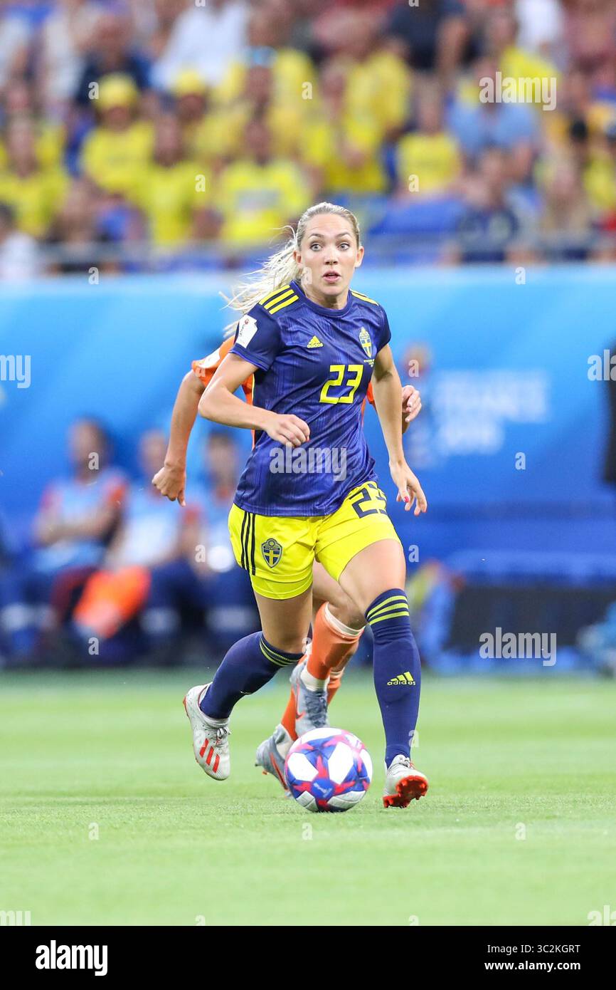 3 juillet 2019, Lyon, France : Rubensson de Suède lors d'un match contre les pays-Bas valable pour les demi-finales de la Coupe du monde féminine. (Crédit image : © Vanessa Carvalho/ZUMA Wire) Banque D'Images