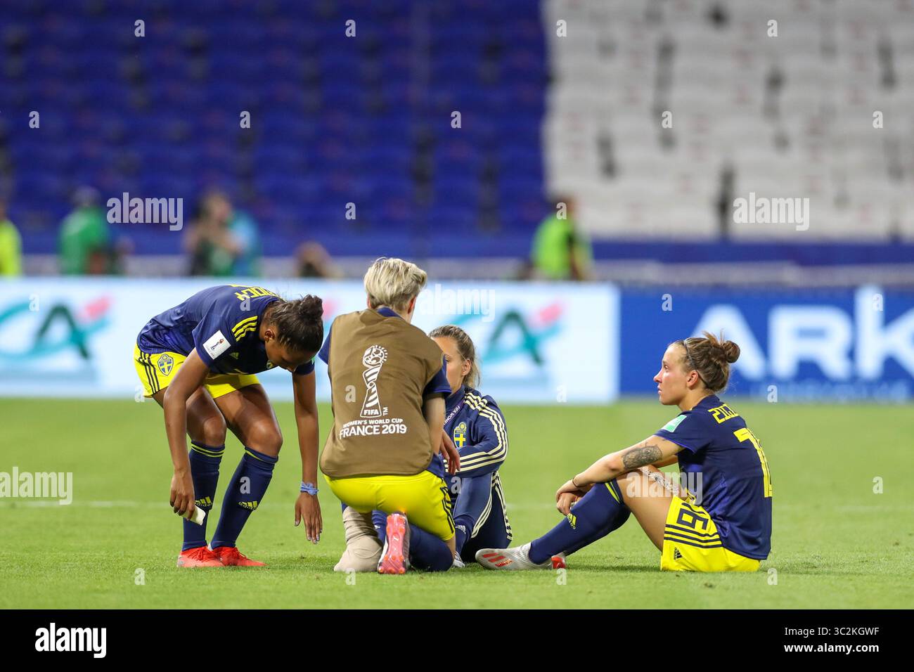 3 juillet 2019, Lyon, France : joueuses de Suède lors d'un match contre les pays-Bas valable pour les demi-finales de la Coupe du monde féminine. (Crédit image : © Vanessa Carvalho/ZUMA Wire) Banque D'Images