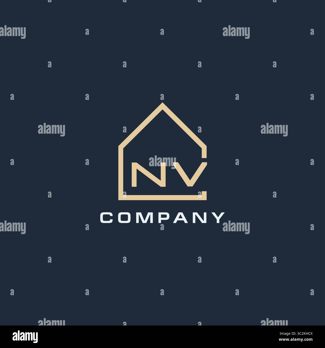 Lettre initiale NV logo immobilier avec des idées de conception de style de toit simple vecteur graphique graphique Illustration de Vecteur