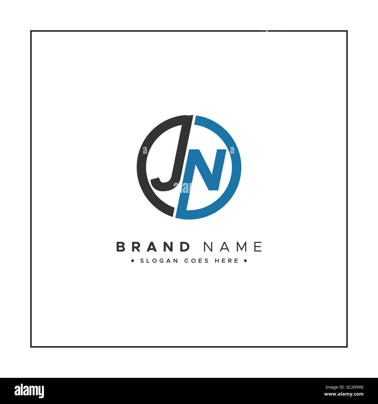 Monogramme créatif pour lettre initiale logo JN - modèle minimal de logo vectoriel pour alphabet J & N. Illustration de Vecteur