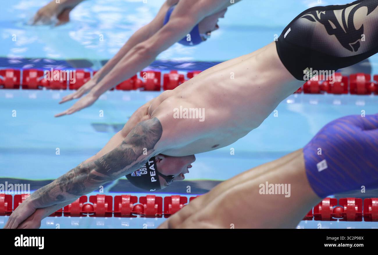 21 juillet 2019 - Gwangju, CORÉE DU SUD - 21 juillet 2019 - Gwangju, Corée du Sud-PEATY Adam of England au cours d'une 18e édition des Championnats du monde FINA 2019 de natation masculine 100 m brasse préliminaire au Aquatics Center de Gwangju, Corée du Sud. (Crédit image : © Comité d'organisation de Gwangju2019 via ZUMA Wire) Banque D'Images