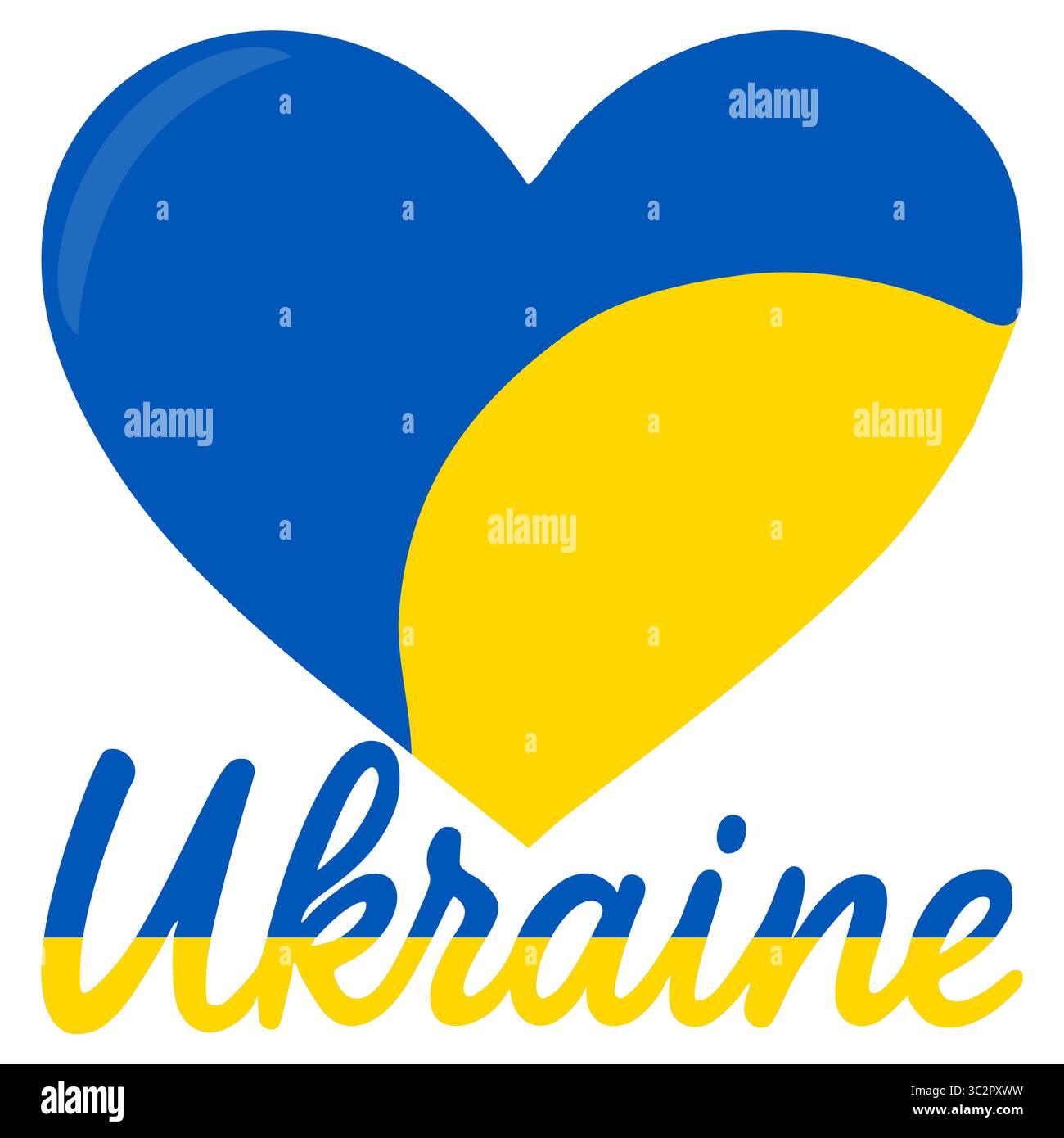 Illustration vectorielle d'un drapeau ukrainien en forme de cœur avec lettrage stylisé Ukraine dans des couleurs assorties, créant un d patriotique et visuellement attrayant Illustration de Vecteur