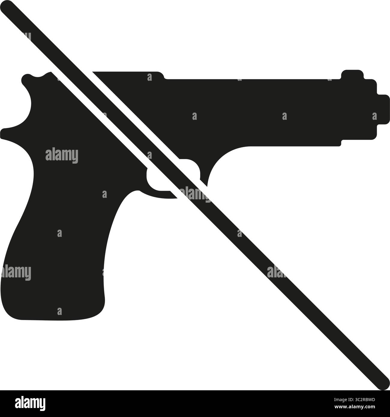 Aucune arme autorisée icône solide. Symbole Silhouette d'interdiction, de sécurité et de sûreté d'arme à feu. Zone exempte d'armes, restriction d'armes. Vecteur isolé Illustration de Vecteur