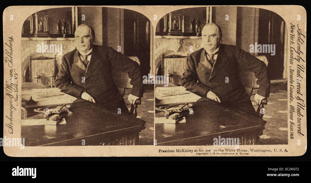3 juin 2017, Washington, D.C, États-Unis : le président McKinley à son bureau à la Maison Blanche, Washington DC, États-Unis, Stereo Card, Underwood & Underwood, 1898 (crédit image : © JT Vintage/Glasshouse via ZUMA Wire) Banque D'Images