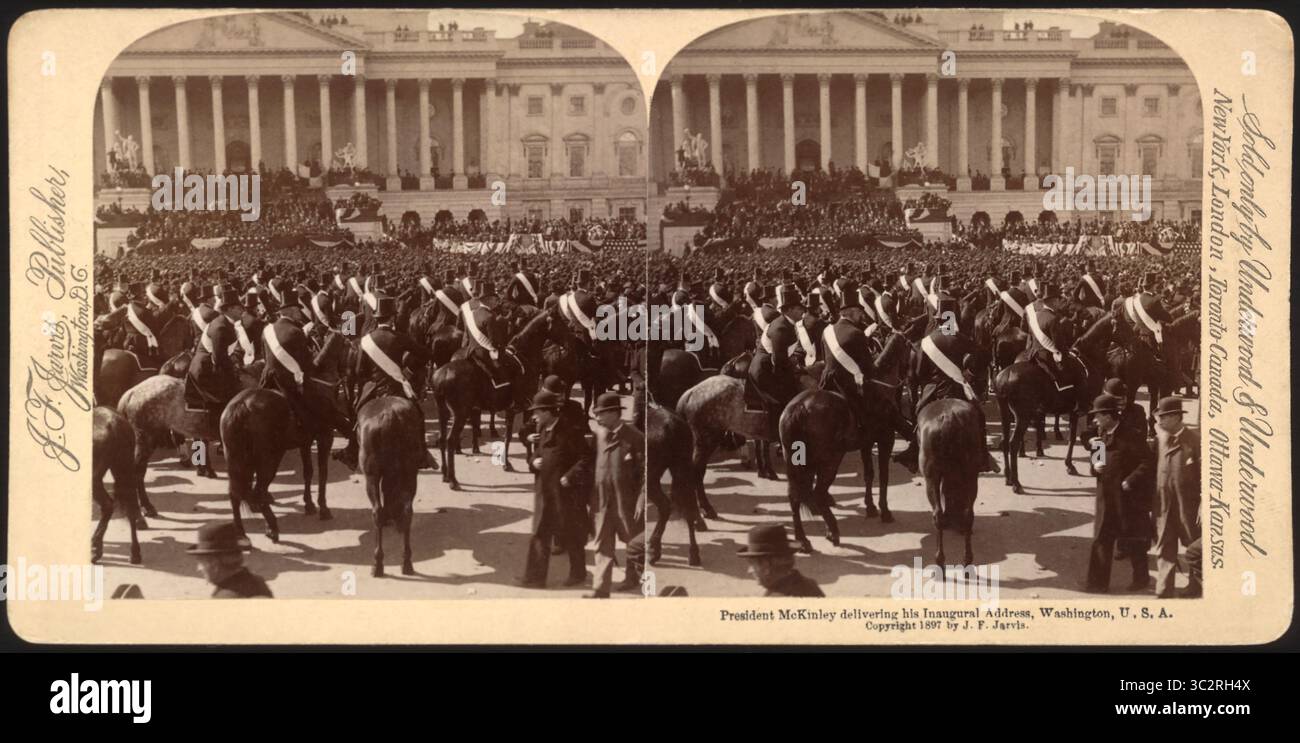 3 juin 2019, Washington DC, Etats-Unis : le Président McKinley prononçant son discours inaugural, Washington, Etats-Unis, Stereo Card, John F. Jarvis, 4 mars 1897 (crédit image : © JT Vintage/Glasshouse via ZUMA Wire) Banque D'Images