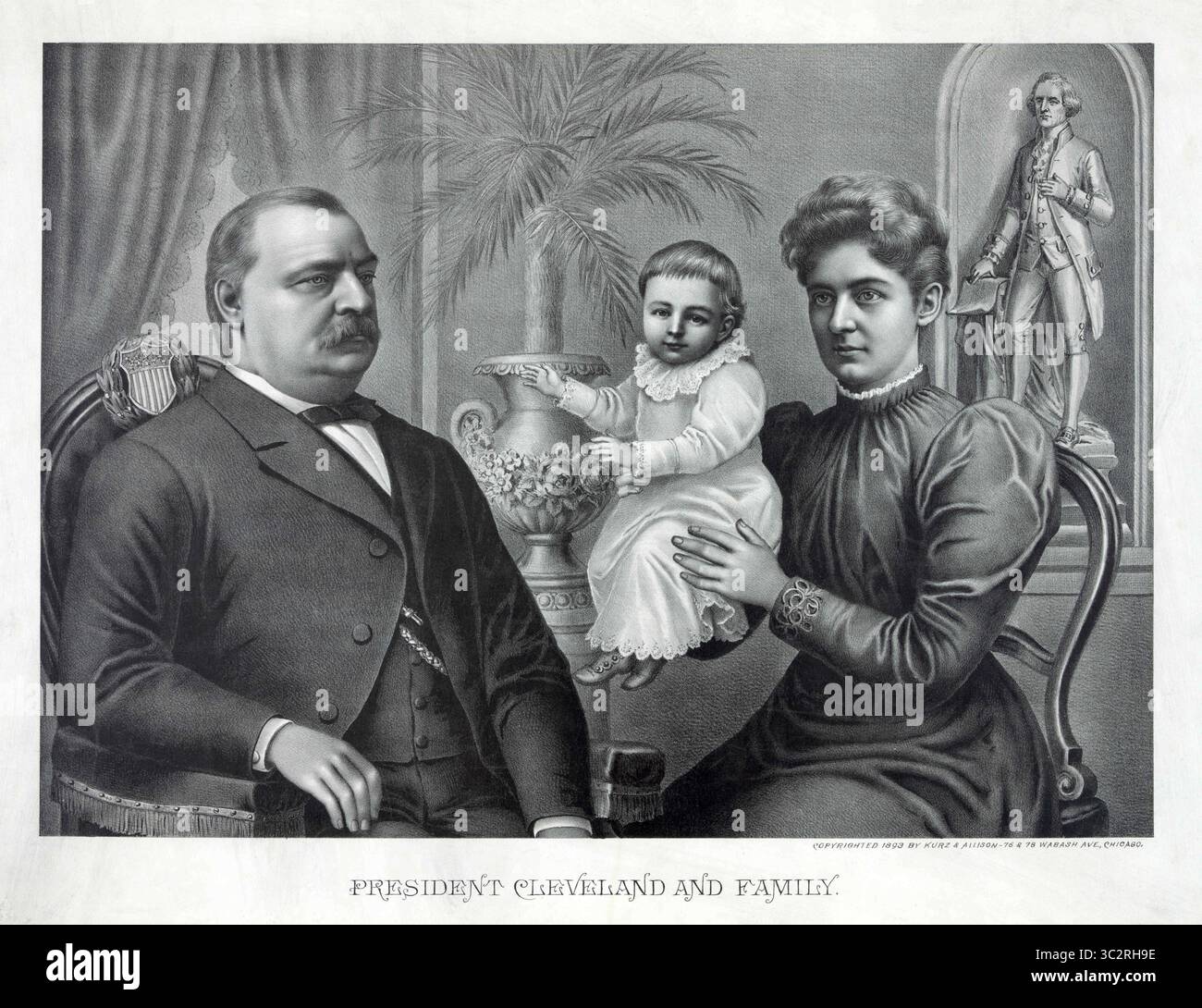 10 juin 2019, États-Unis : Président Cleveland et sa famille, lithographie, Kurz & Allison, 1893 (crédit image : © JT Vintage/Glasshouse via ZUMA Wire) Banque D'Images