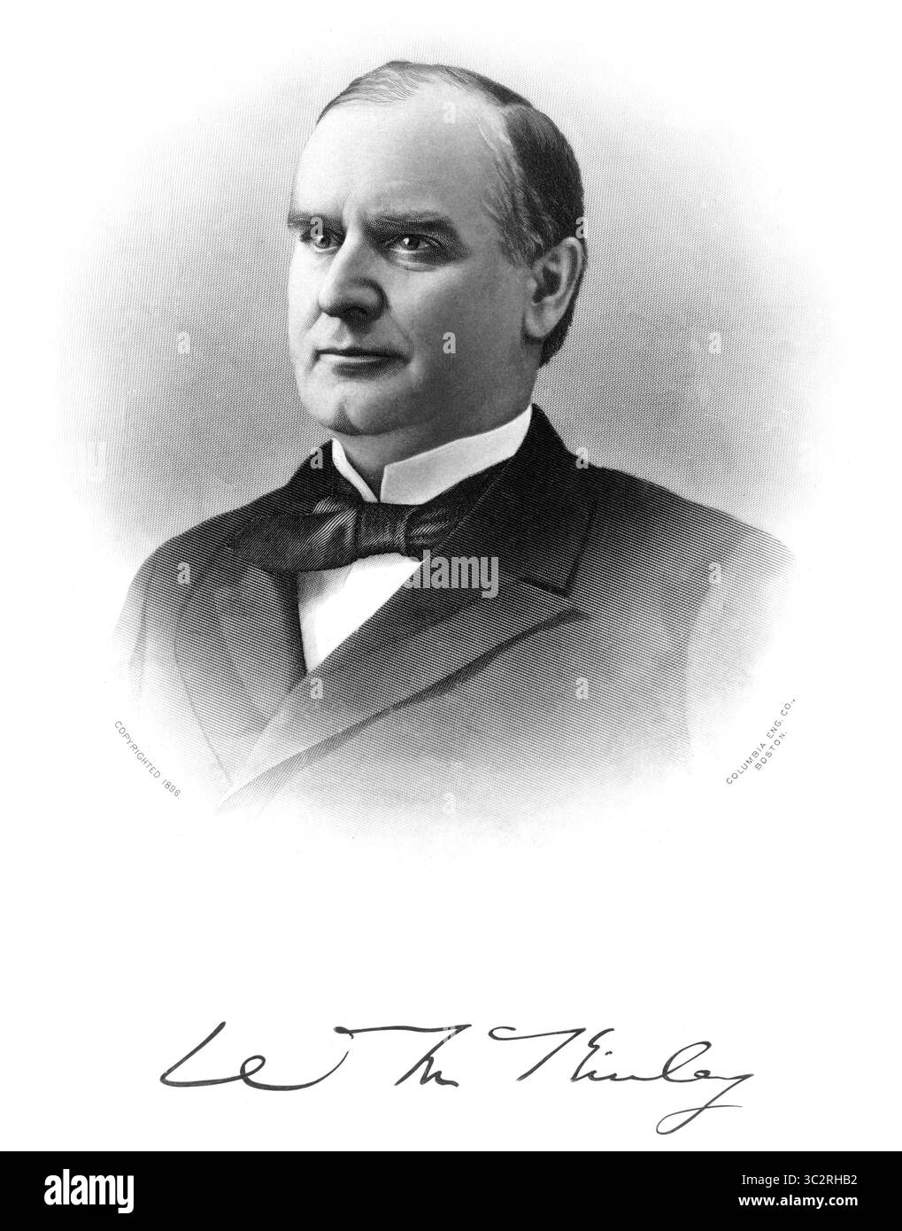 11 juin 2019, États-Unis : William McKinley (1843-1901), 25e président des États-Unis 1897-1901, Head and Shoulders Portrait, Engraving, Columbia Engr. Code, 1896 (crédit image : © JT Vintage/Glasshouse via ZUMA Wire) Banque D'Images