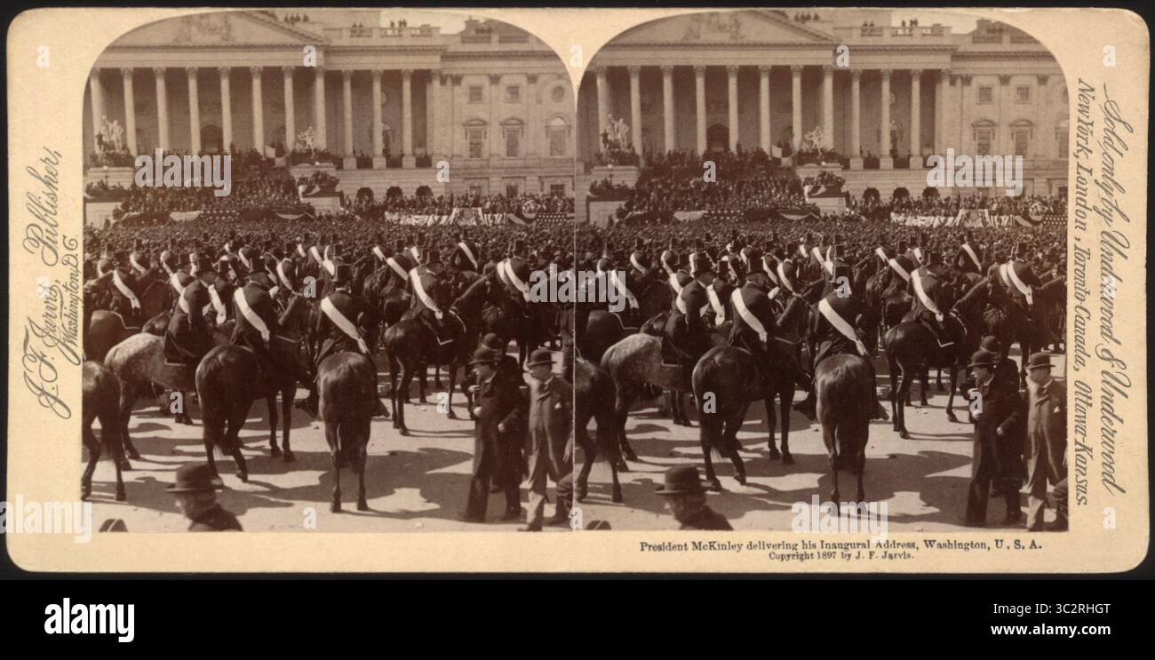 12 juin 2019, Washington, D.C, États-Unis : le président McKinley prononçant son discours inaugural, Washington, États-Unis, Stereo Card, John F. Jarvis, 4 mars 1897 (crédit image : © JT Vintage/Glasshouse via ZUMA Wire) Banque D'Images