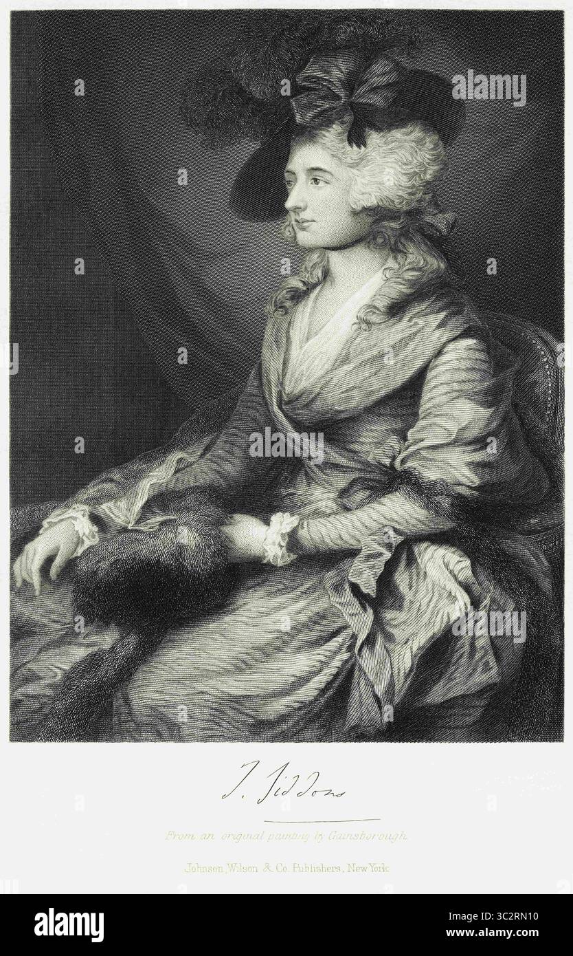 7 mars 2019, États-Unis : Sarah Siddons (1755-1831), actrice anglaise galloise, portrait assis, gravure sur acier, galerie de portraits d'hommes et de femmes éminents d'Europe et d'Amérique par Evert A. Duyckinck, publié par Henry J. Johnson, Johnson, Wilson & Company, New York, 1873 (crédit image : © JT Vintage/Glasshouse via ZUMA Wire) Banque D'Images