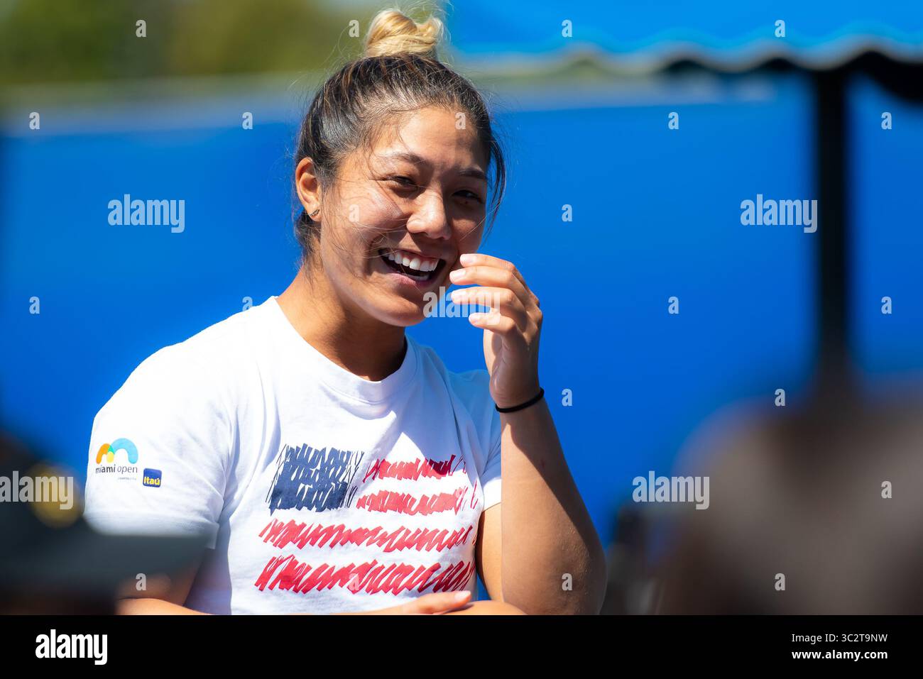 1 août 2019, États-Unis : Kristie Ahn des États-Unis rencontre des lycéens au tournoi de tennis Mubadala Silicon Valley Classic premier Tennis Tournament 2019 (crédit image : © AFP7 via ZUMA Wire) Banque D'Images