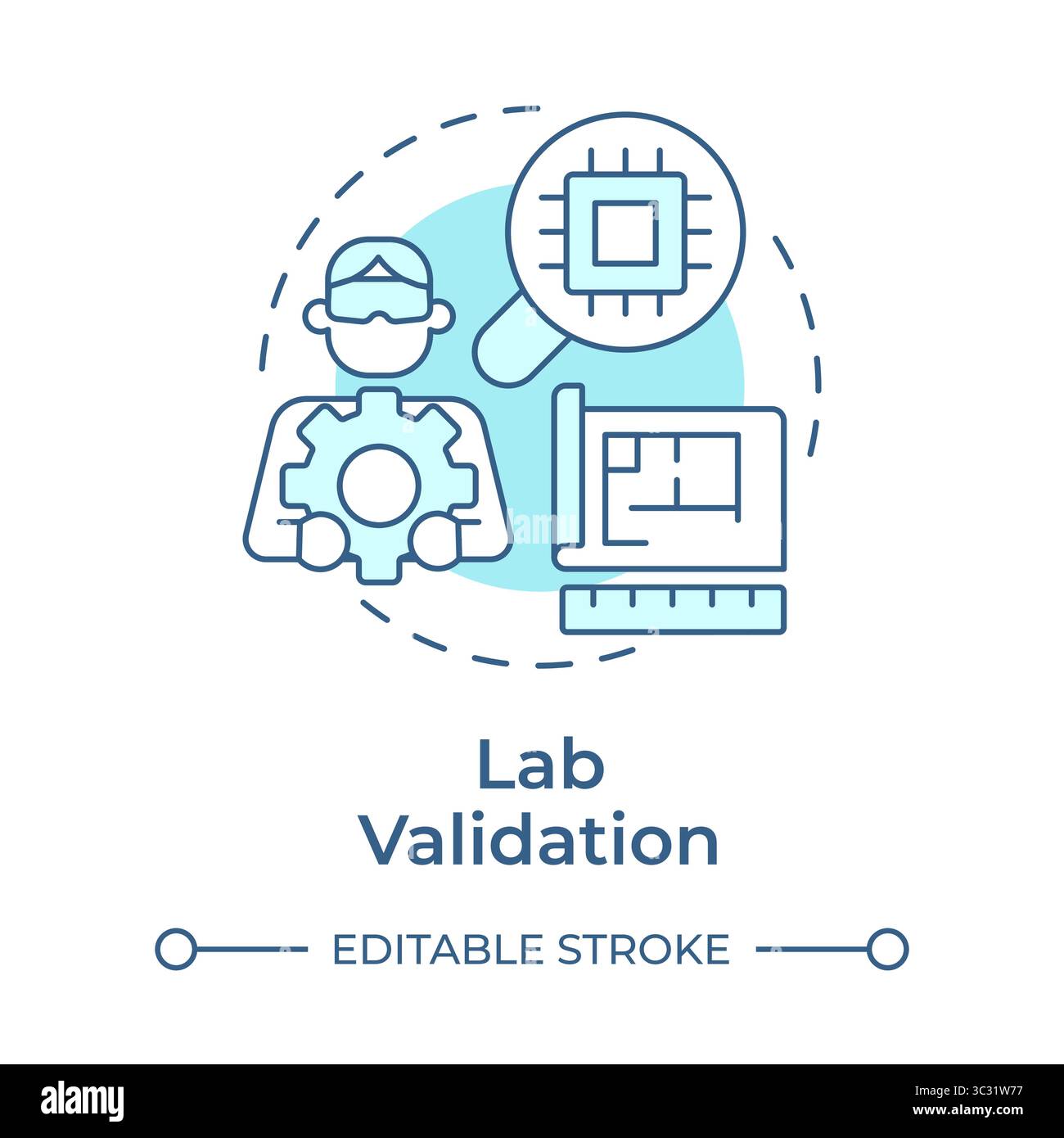 Icône de concept bleu de validation de laboratoire Illustration de Vecteur