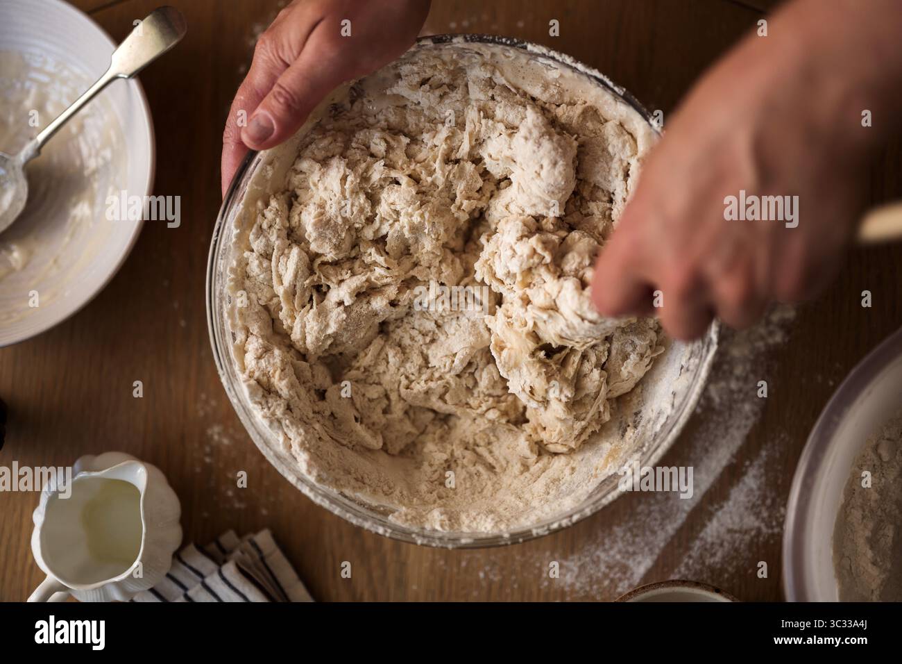 Mélange de pâte, cuisson maison, vue de dessus Banque D'Images