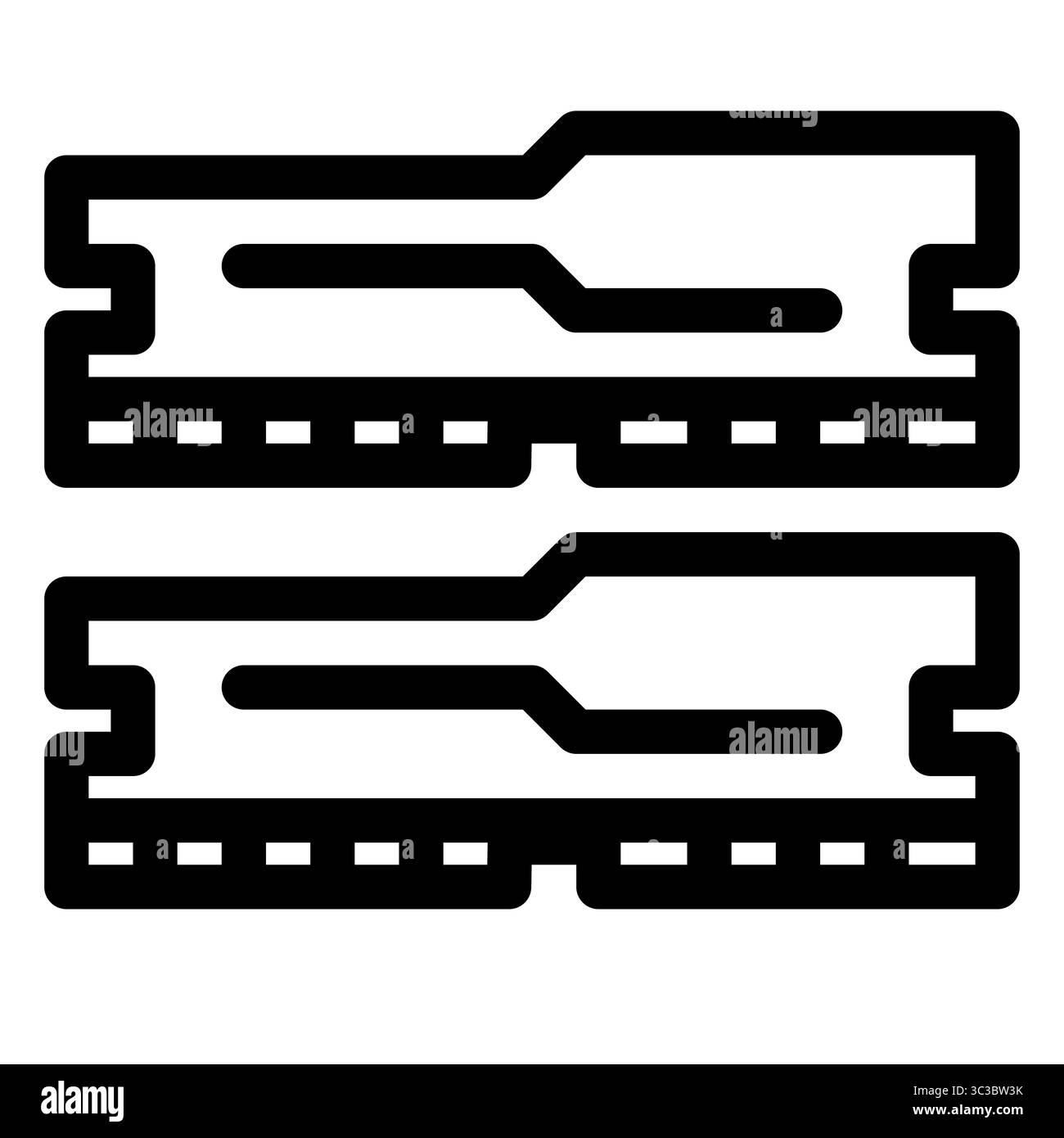 Clé RAM pour ordinateur de bureau. Bras à double canal. Composant matériel PC. Style de contour. 48 x 48 px Illustration de Vecteur