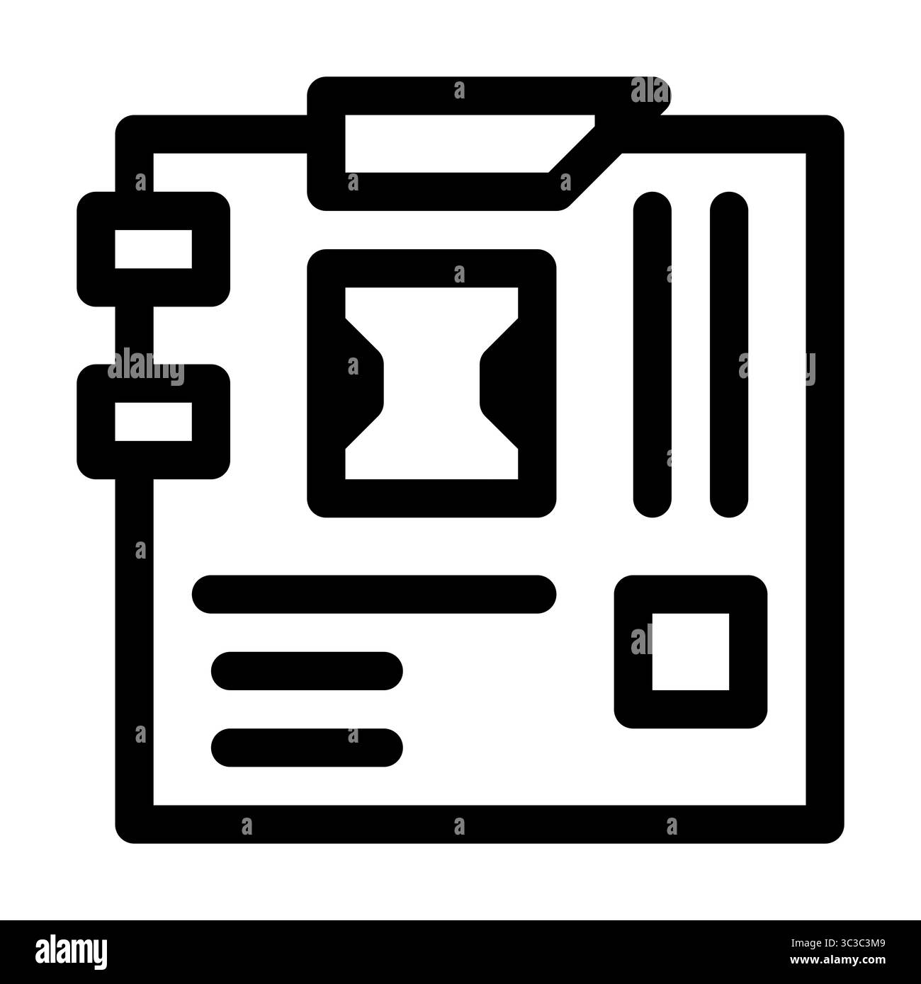 Icône de la carte mère. Composant matériel PC. Style de contour. 48 x 48 px Illustration de Vecteur