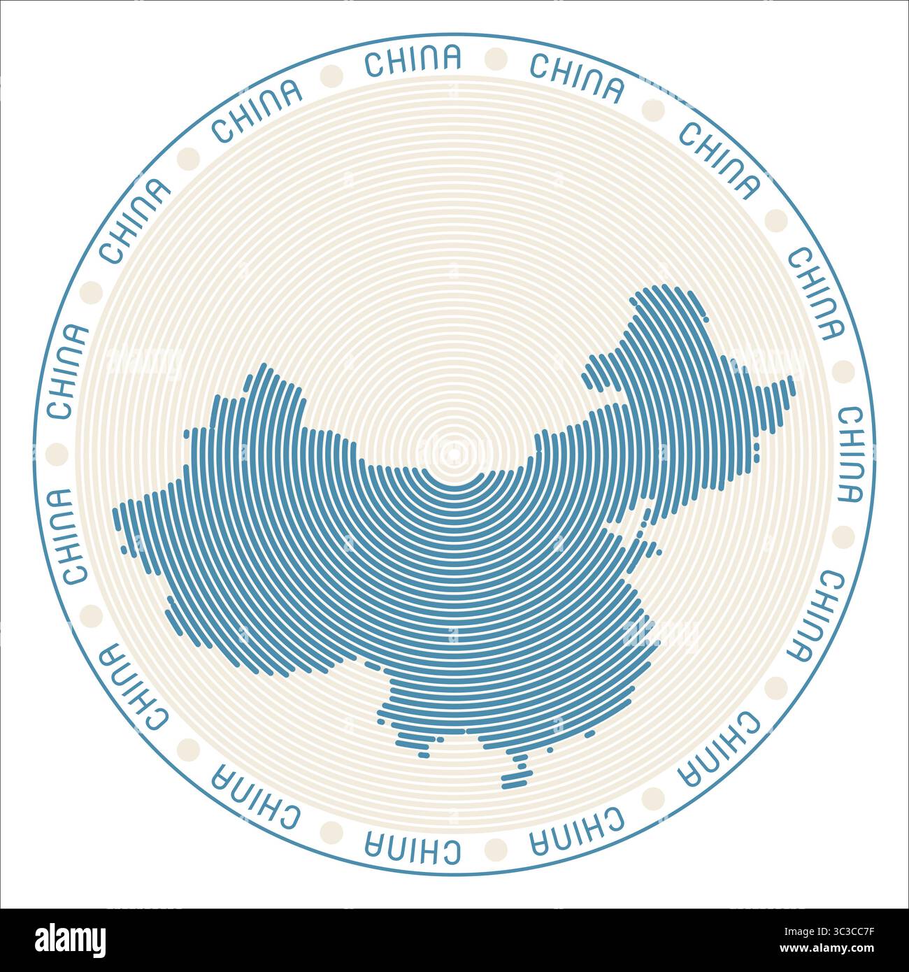 Design de logo rond en Chine. Construction de bagues en forme de pays. Chine texte dans tout le pays. Illustration vectorielle. Illustration de Vecteur