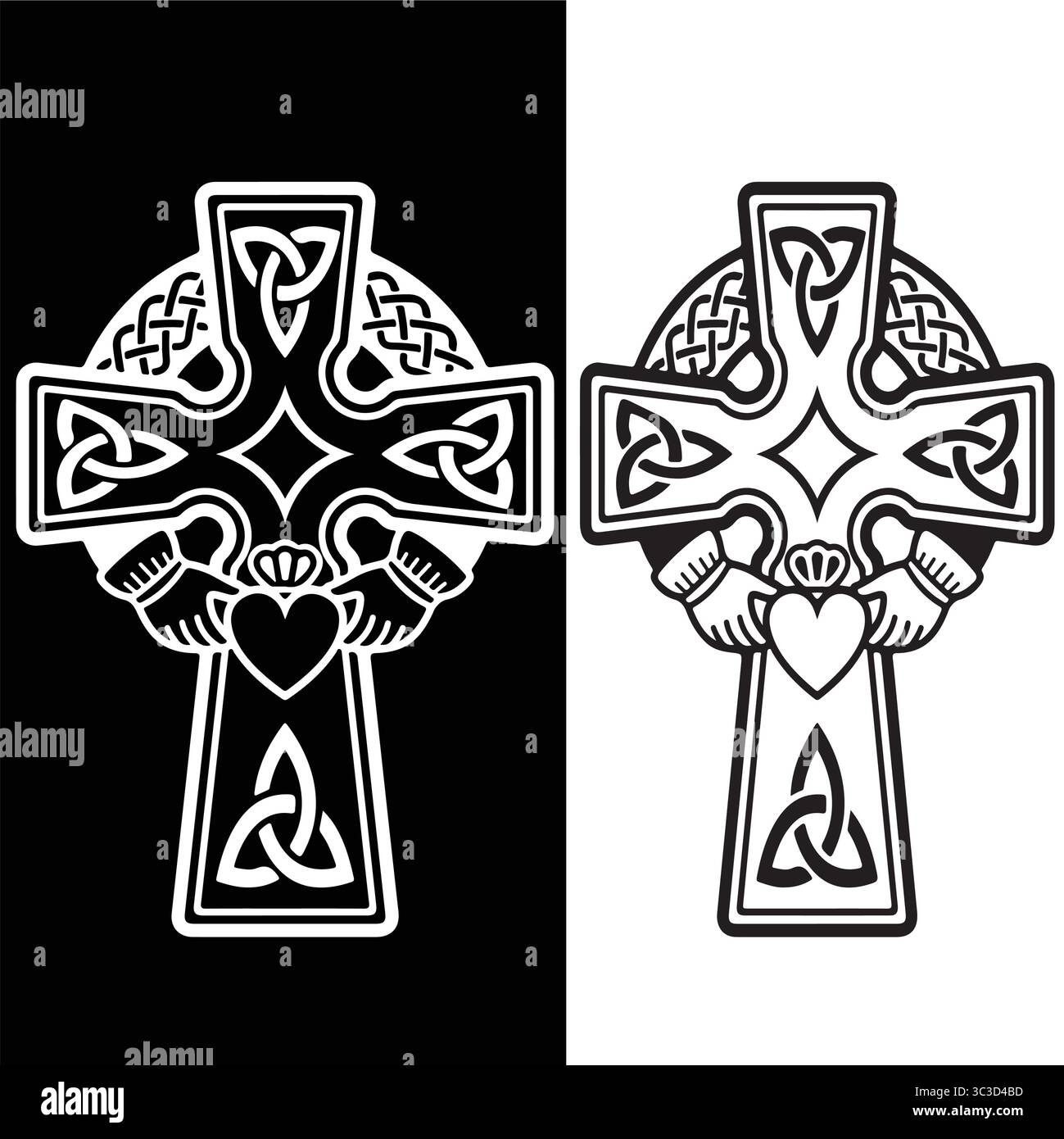 Croix celtique avec cœur et mains Vector Design Illustration de Vecteur