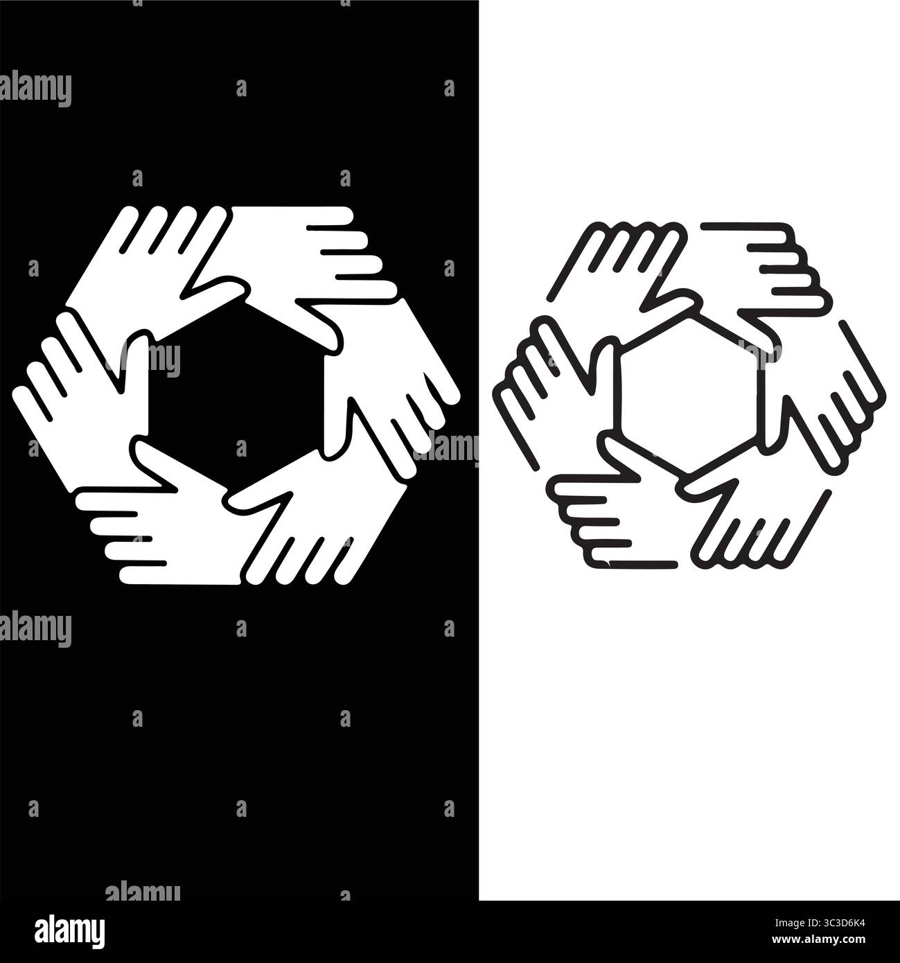 Unité en action - mains interconnectées symbolisant la collaboration et le soutien Illustration de Vecteur