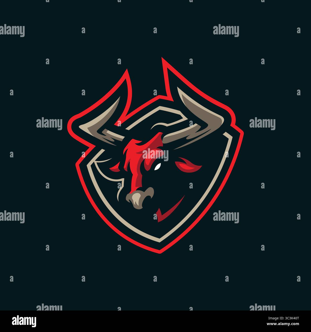 Vecteur de conception de logo de mascotte Bull. Illustration de l'écusson Bull. Illustration de Vecteur