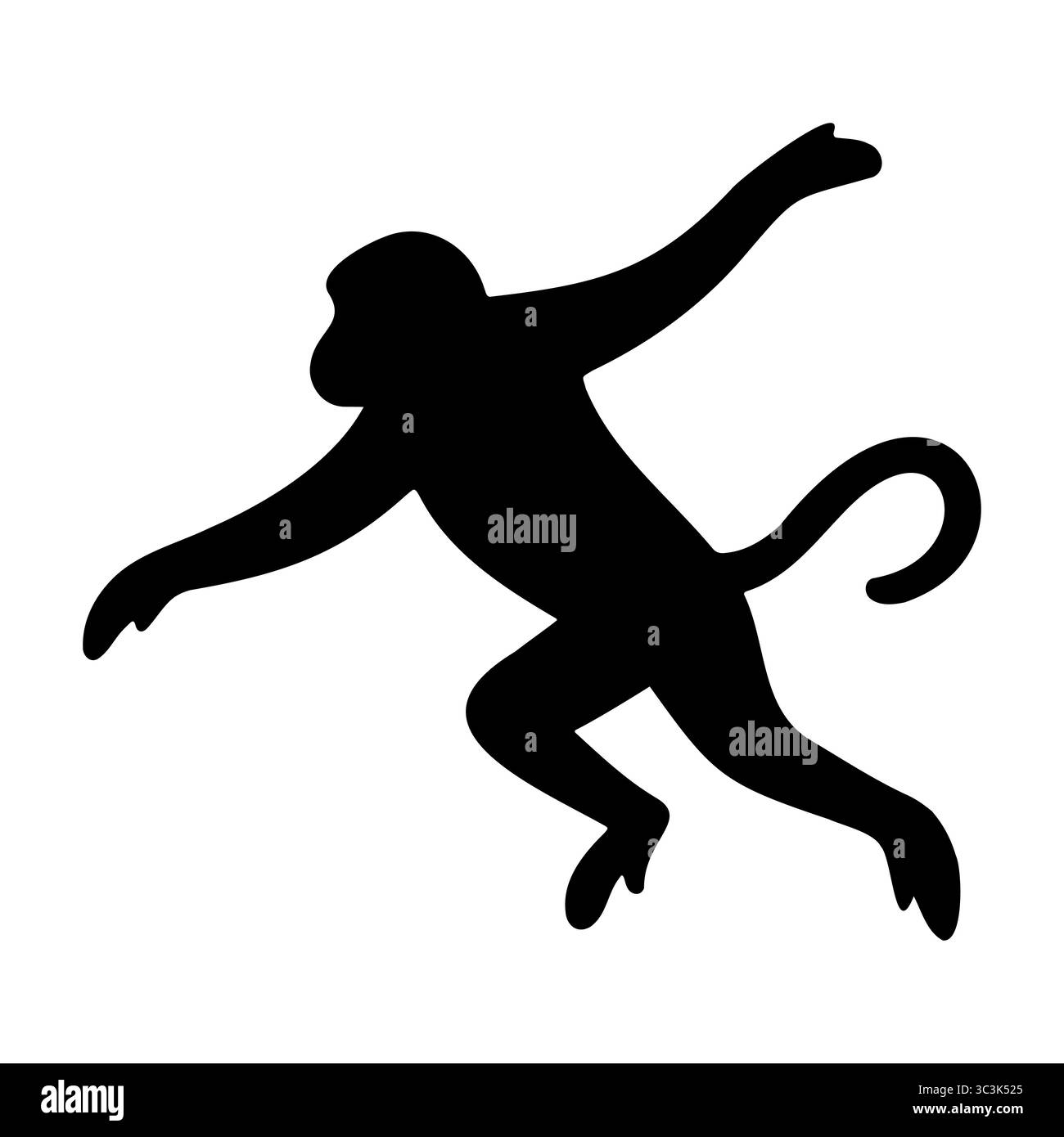 Vue saut silhouette singe 1 Illustration de Vecteur