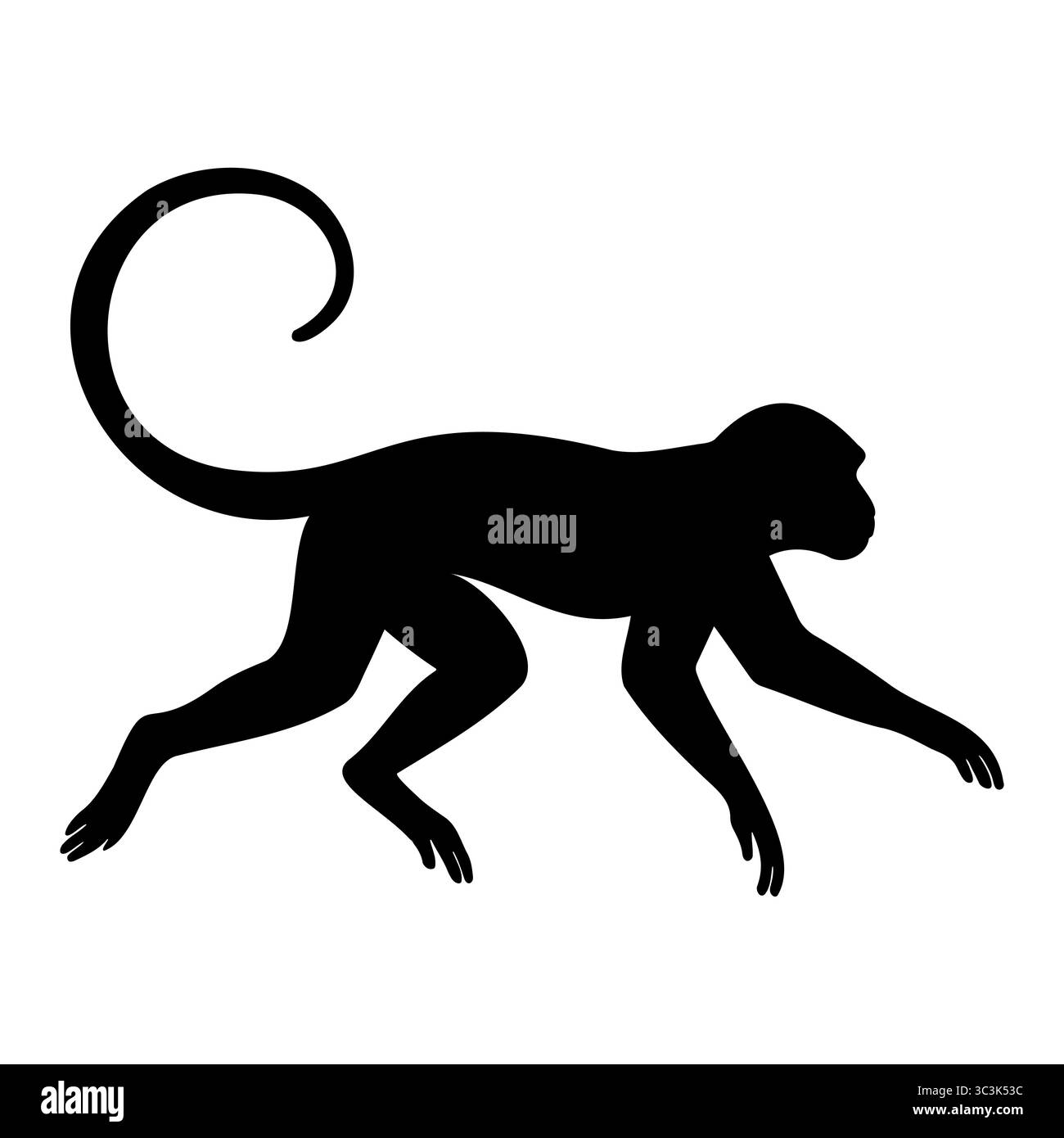 Vue de course à pied silhouette de singe 1 Illustration de Vecteur