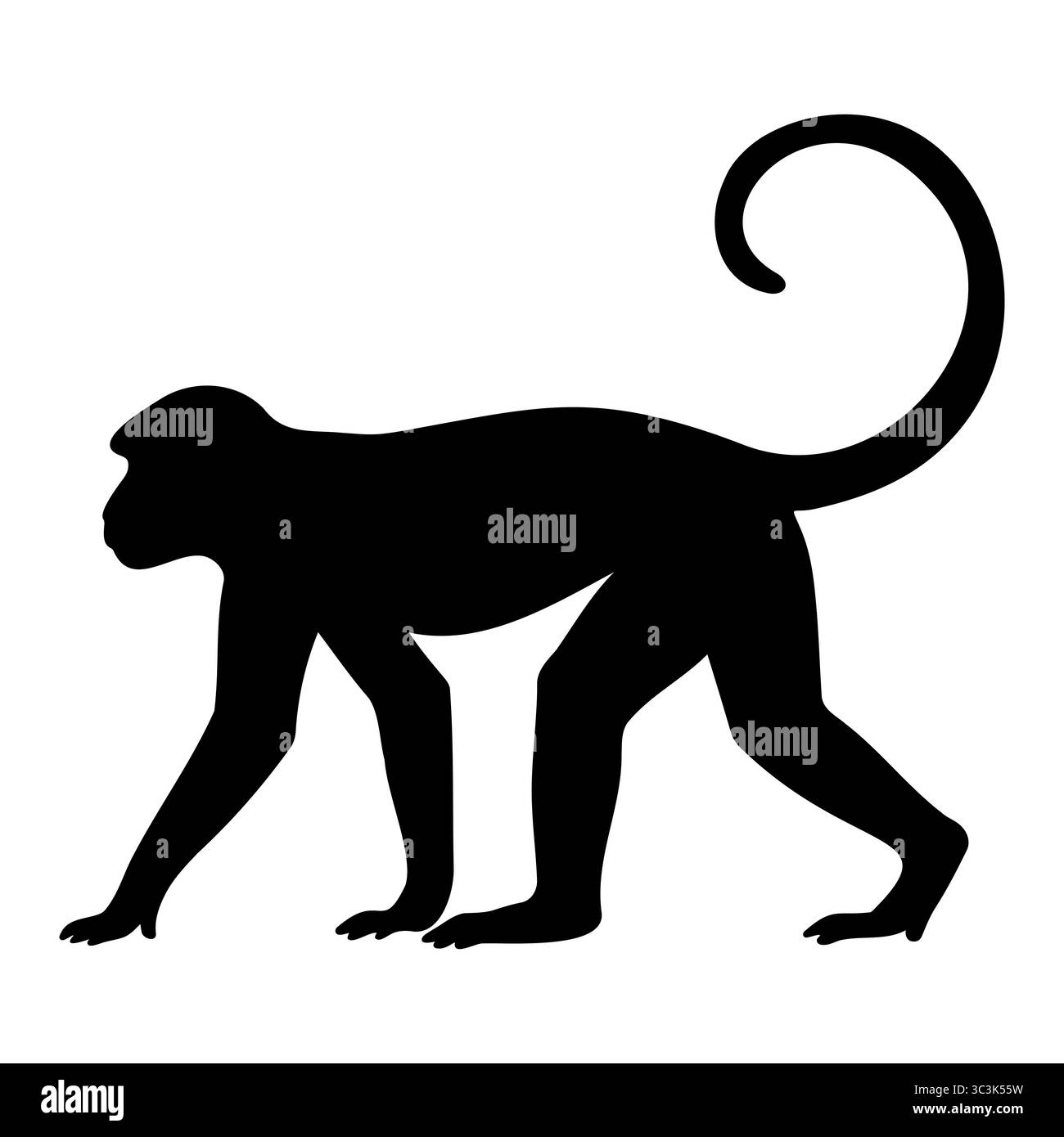 Vue de marche de la silhouette de singe 1 Illustration de Vecteur