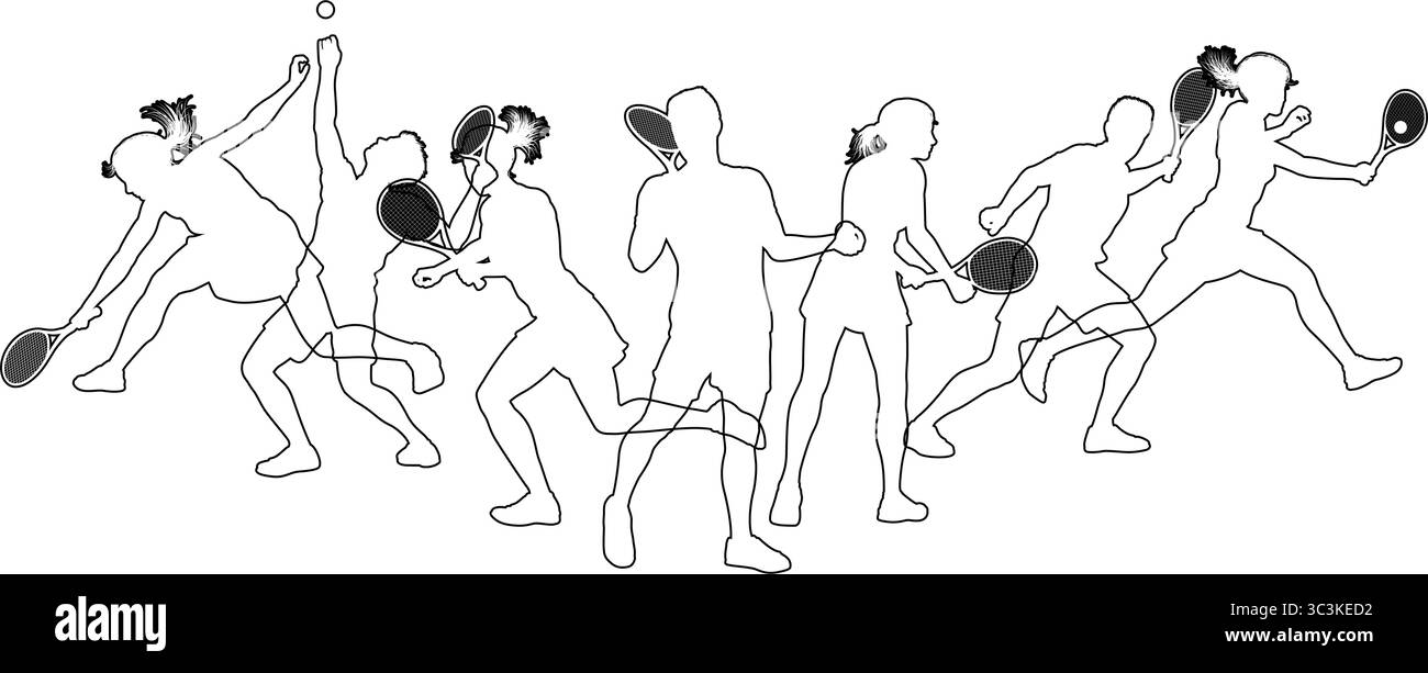 Silhouette tennis Players concept silhouettes Illustration de Vecteur