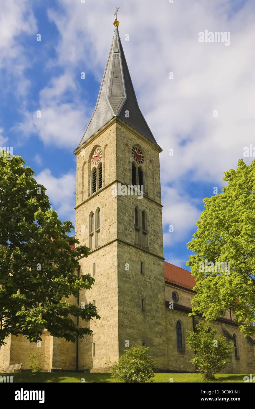 Martinus, église catholique, lieu de culte, édifice sacré, tour de l'église, horloge, croix, bâtiment religieux, Dotternhausen, Zollernalbkreis, Bade Banque D'Images
