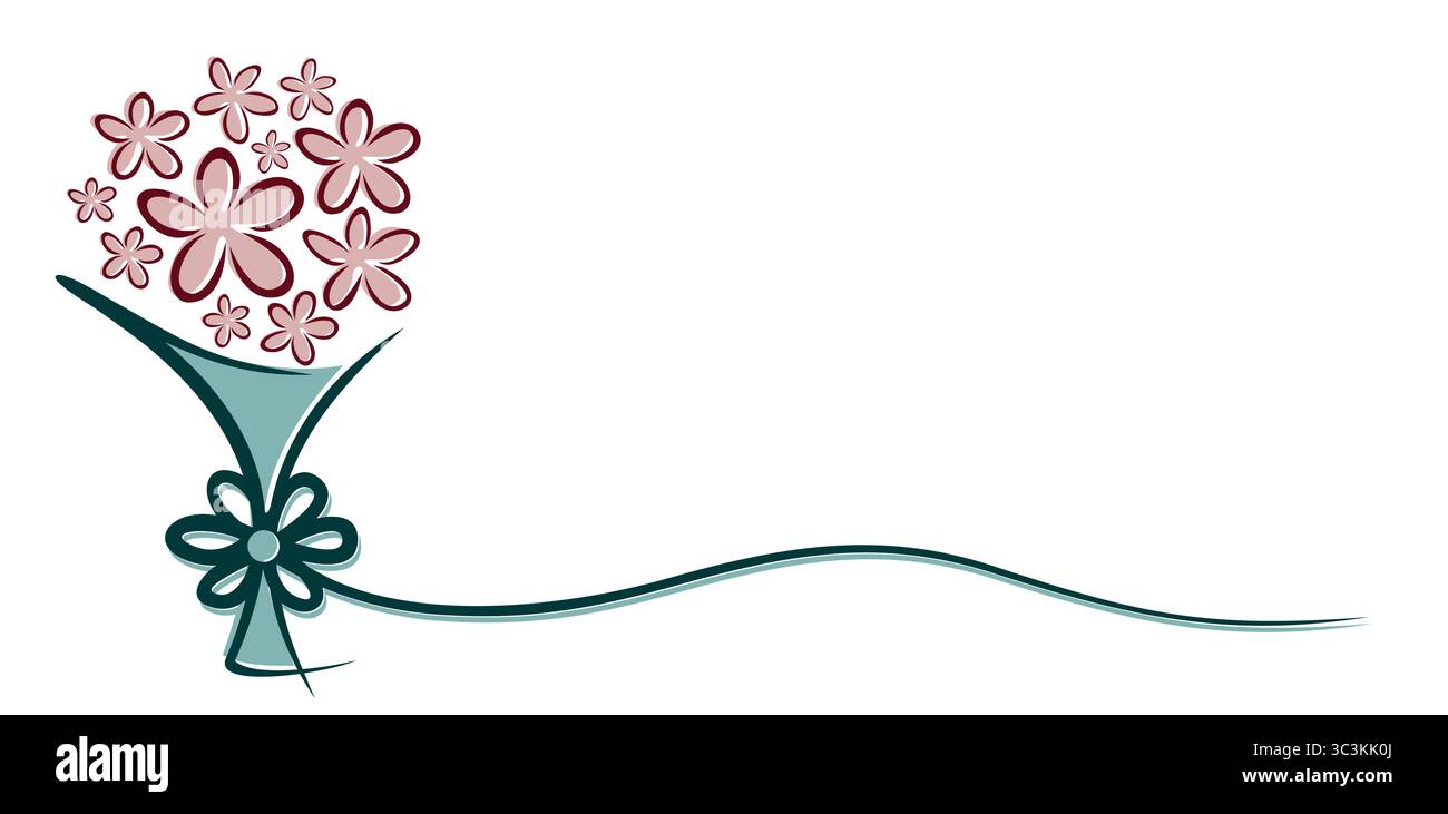 Un logo du bouquet stylisé de fleurs rouges. Illustration de Vecteur