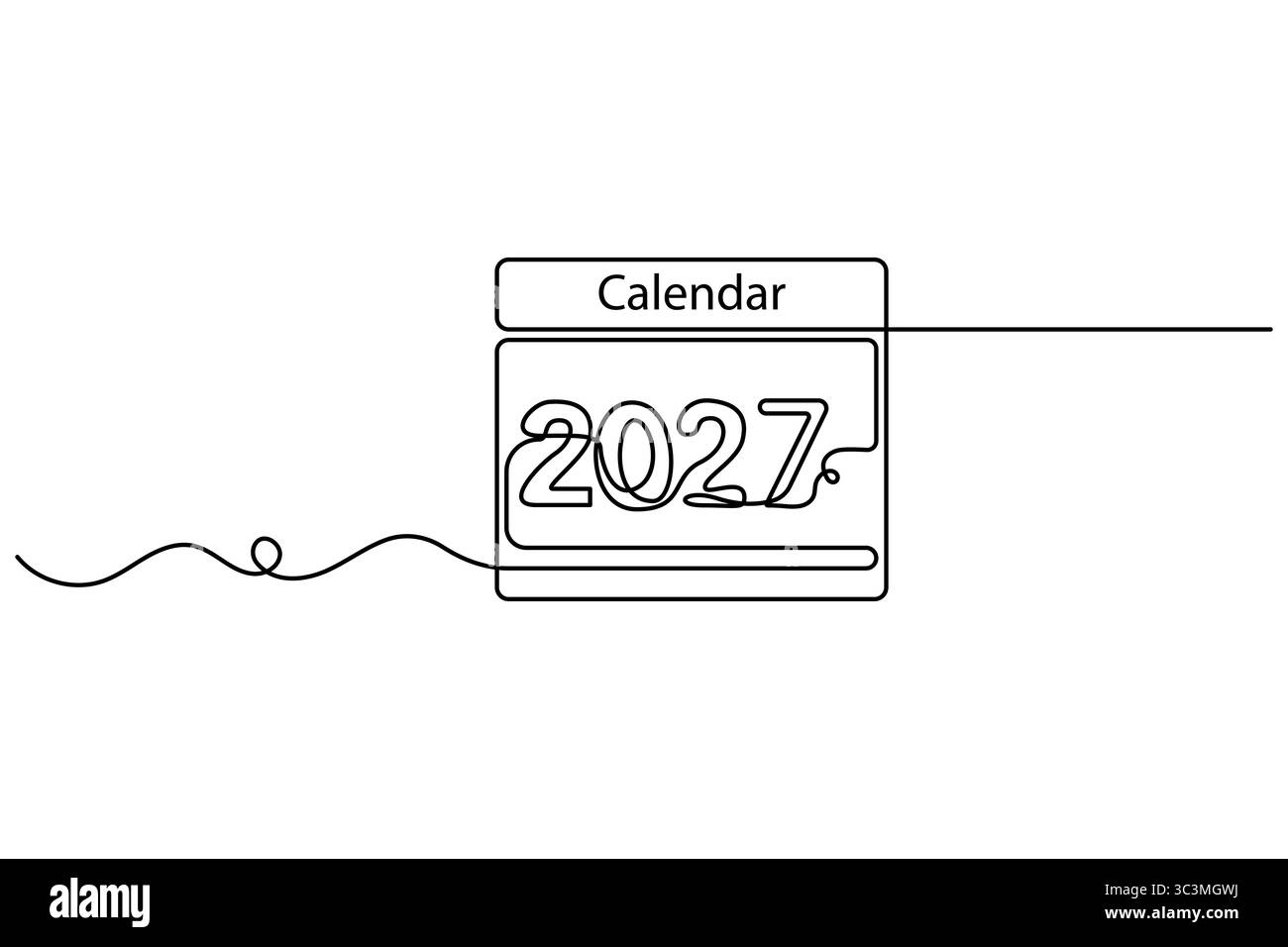 Calendrier de tableau dessin d'art à ligne unique continu et icône de calendrier illustration vectorielle simple de contour Illustration de Vecteur