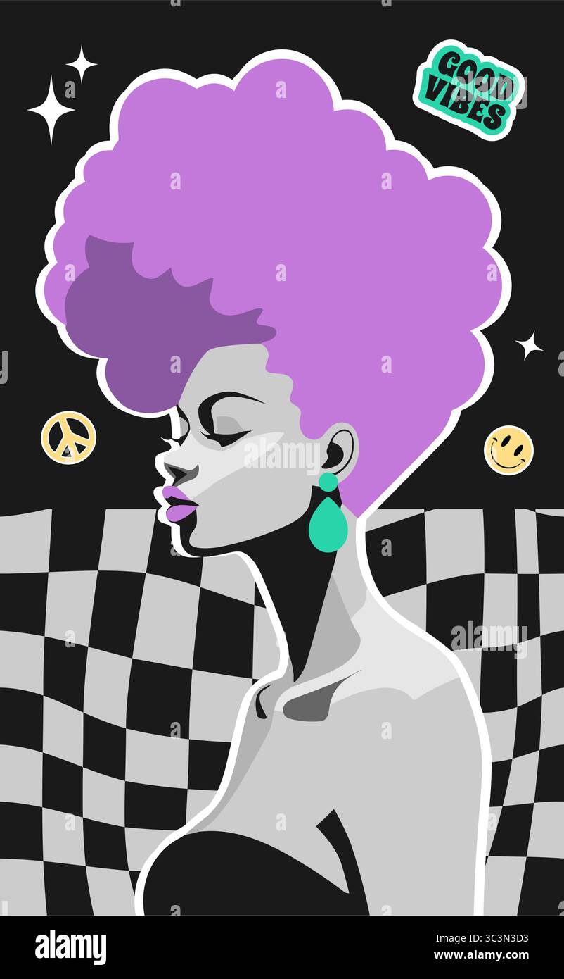 Fond d'écran moderne femme noire. Belle conception de femme. Affiche contemporaine minimaliste abstraite. Décoration murale. Illustration de Vecteur