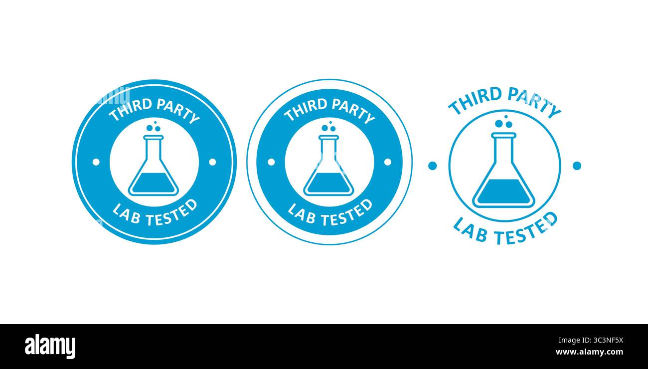 Icônes de produits testés en laboratoire pour la vérification de sécurité par un tiers Illustration de Vecteur