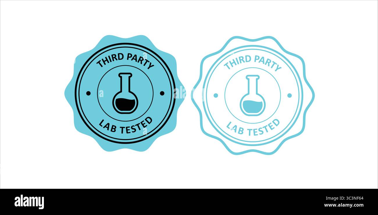 Badges testés en laboratoire vérifiés pour l'approbation scientifique du produit Illustration de Vecteur