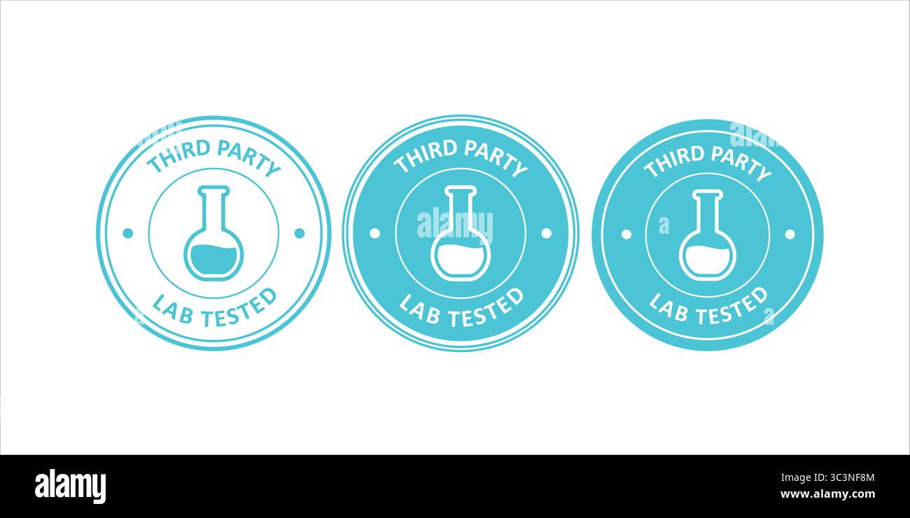Icônes testées par des laboratoires tiers pour la vérification et la certification des produits Illustration de Vecteur