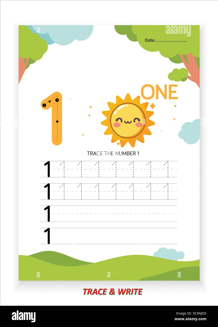 Feuille de pratique numéro un pour le traçage et l'écriture pour les enfants Apprenez à tracer écrire et reconnaître le numéro 1 avec des contours en gros gras et des points guidés Illustration de Vecteur Feuille de pratique numéro un pour le traçage et l'écriture pour les enfants Apprenez à tracer écrire et reconnaître le numéro 1 avec des contours en gros gras et des points guidés Illustration de Vecteur