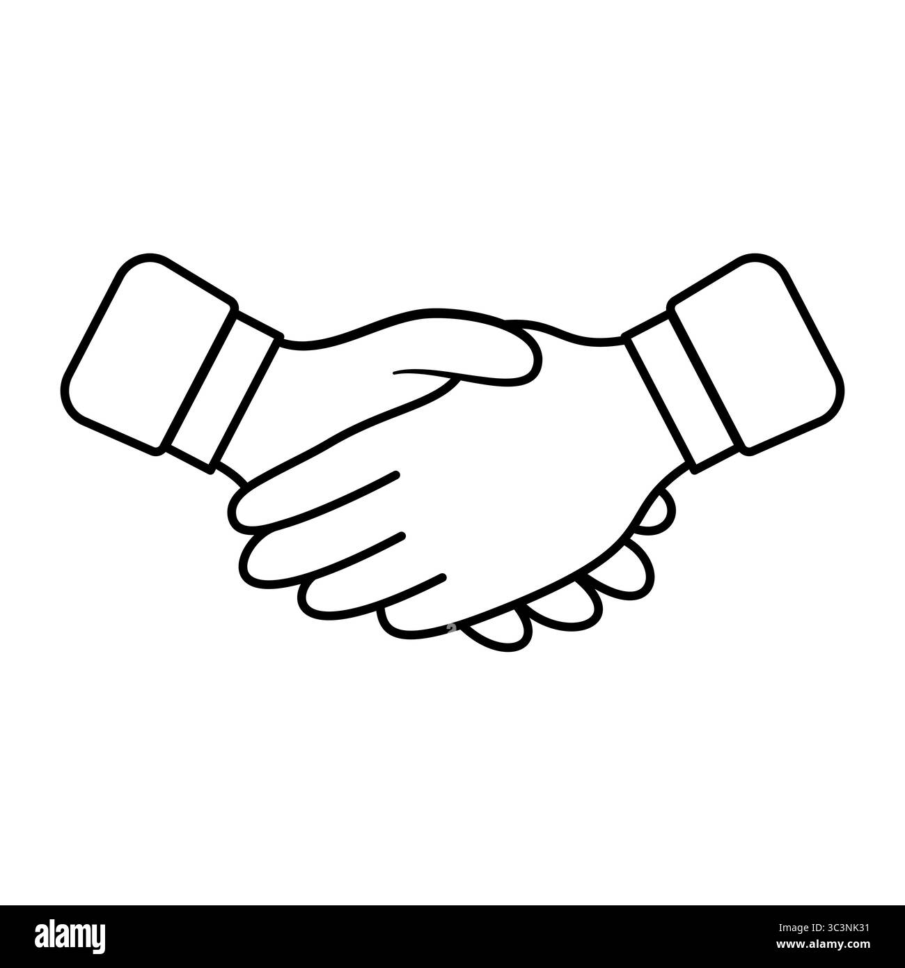 Illustration du contour du symbole d'établissement de liaison. Cette image représente deux mains serrées ensemble dans un geste traditionnel d'accord, de partenariat ou de salutation. Illustration de Vecteur